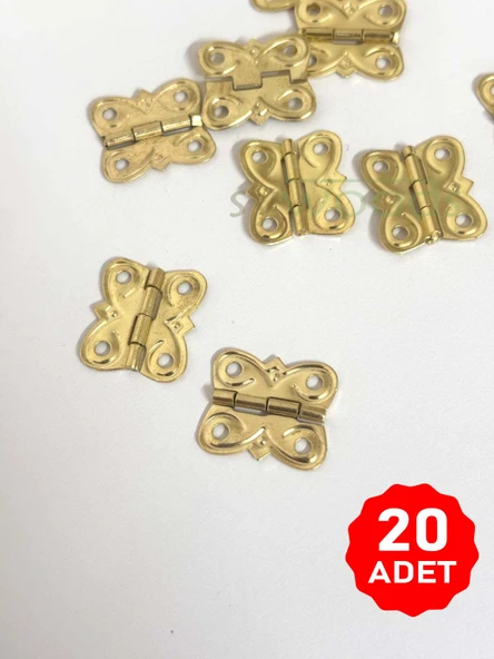 Eko Menteşe 20 Adet Sarı 20x18 mm Kutu ve Sandık Menteşesi Hobi Maket