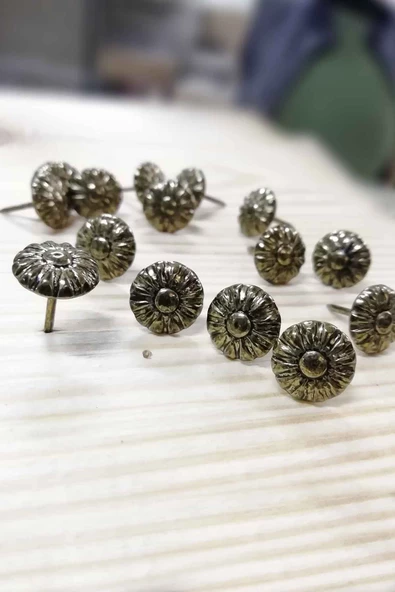 50 Adet 11 mm Papatya Kabara Raptiye Hobi Çivisi Koltuk Çanta Tasarım Aksesuar Süsü - 3