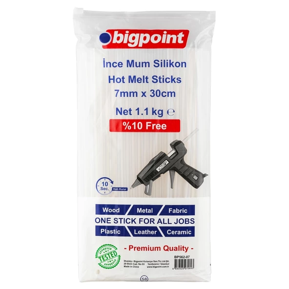 Bigpoint Mum Çubuk Silikon İnce 7mm x 30cm (1.1 Kilogram) 2'li Paket