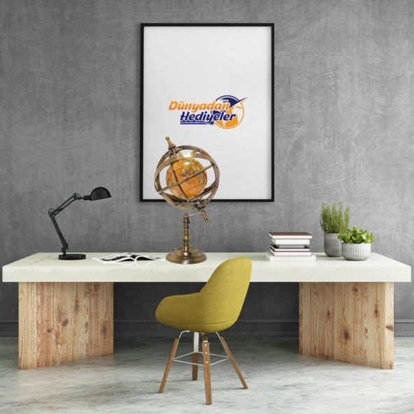 Ayaklı Dünya Küre Ev Ofis Masa Dekoru Döner Dünya Küre Modern Harita 15x32cm Kahverengi - 2