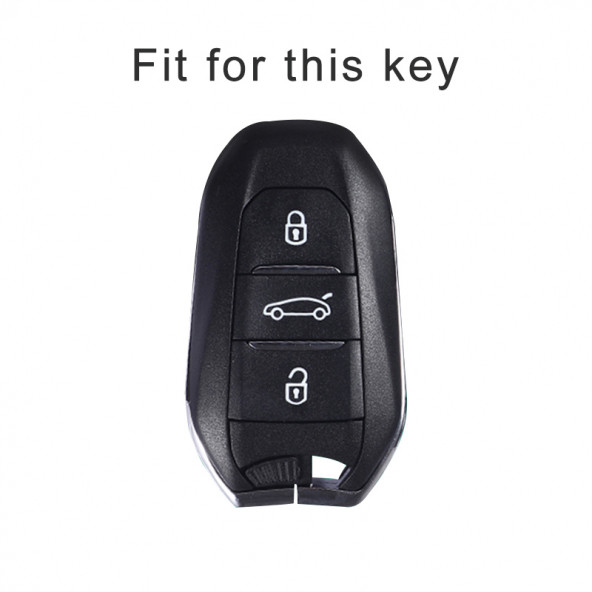 PEUGEOT CITROEN OPEL TPU ANAHTAR KILIF (SİYAH-GÜMÜŞ) - Resim 4