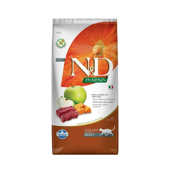 ND Pumpkin Tahılsız Geyik Etli Bal Kabaklı ve Elmalı Yetişkin Kedi Maması 5 Kg