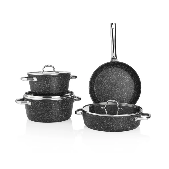 Schafer Dark Millard Yanmaz Yapışmaz Tencere Seti 7 Parça-Siyah - 10