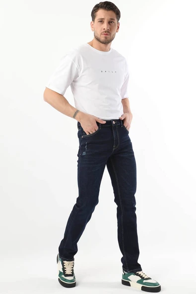 Erkek Regular Fit Jean Pantolon Lacivert - 3