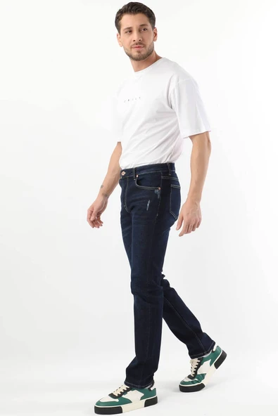 Erkek Regular Fit Jean Pantolon Lacivert - 4