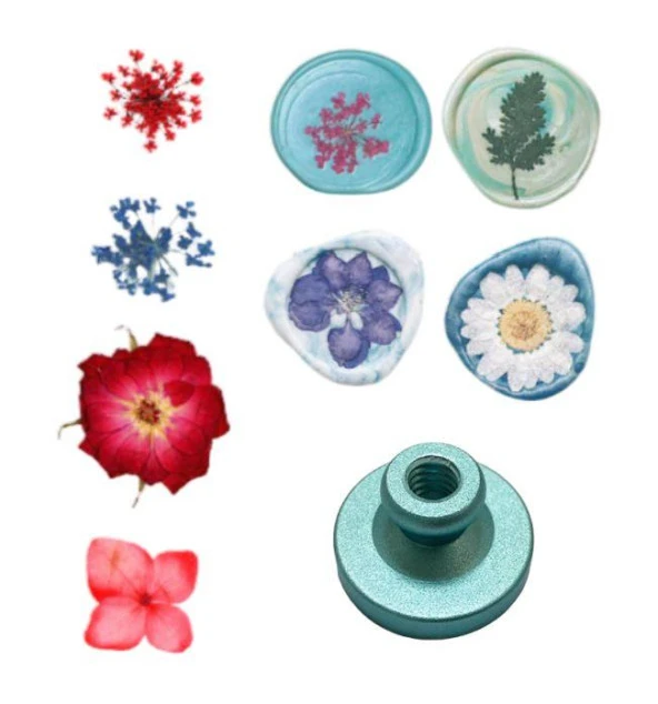 Mührü Mumu Damga 30mm Yuvarlak Boş Alüminyum Turkuaz Eloksal Kafa - Resim 4