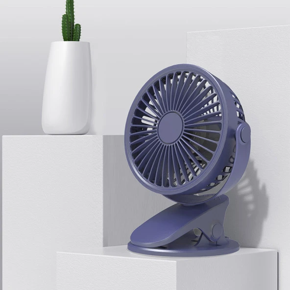 3 Kademe Şarjlı Mandallı 360° Taşınabilir Fan Vantilatör JH-006