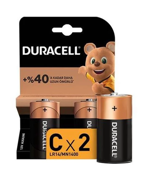 Duracell C 1,5V Alkalin Orta Boy 2li Pil LR14/MN1400