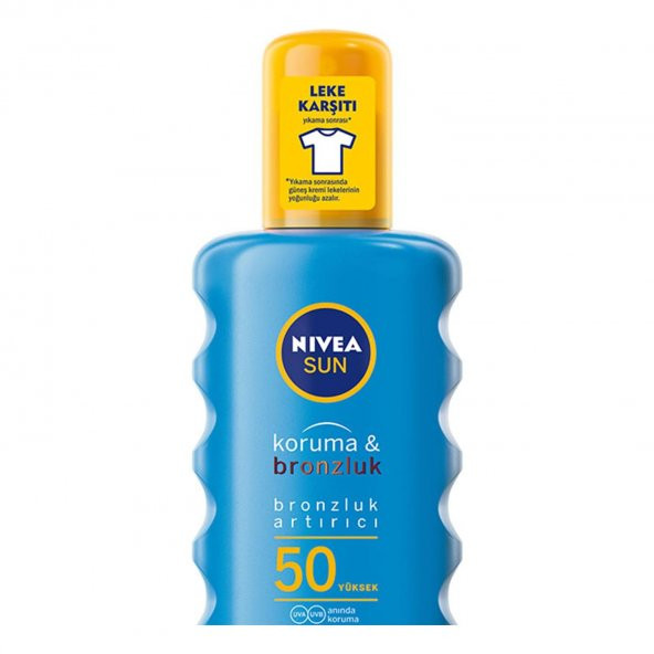 Nivea Sun SPF50 Güneş Koruyucu & Bronzluk Güneş Kremi 200 ml Sprey,Çok Yüksek Güneş Koruması