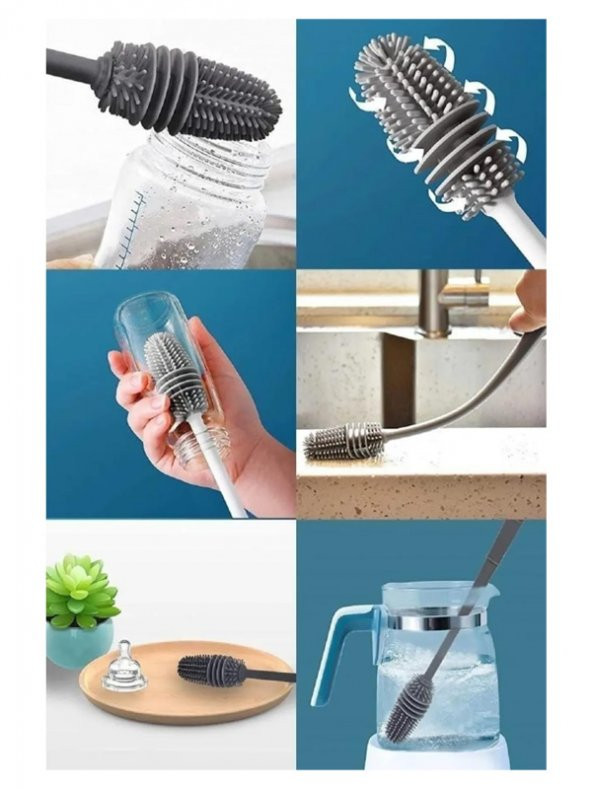 Silikon Biberon Cam Şişe Bardak Kavanoz Yıkama Fırçası Bulaşık Temizleyici Fırça