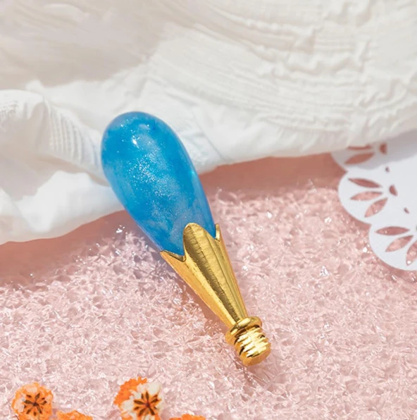 Mum Mühürü Sapı ABS Reçine Tomurcuk Simli Mavi M8 Dişli - Resim 2