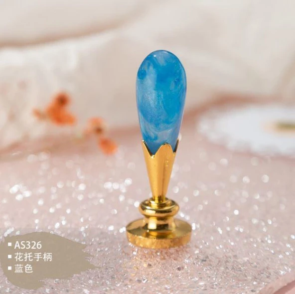 Mum Mühürü Sapı ABS Reçine Tomurcuk Simli Mavi M8 Dişli - Resim 3