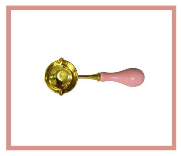 Mum Mühürü Çinko Eritme Kaşığı Çift Oluklu Ahşap Su Pembe Saplı - Resim 2