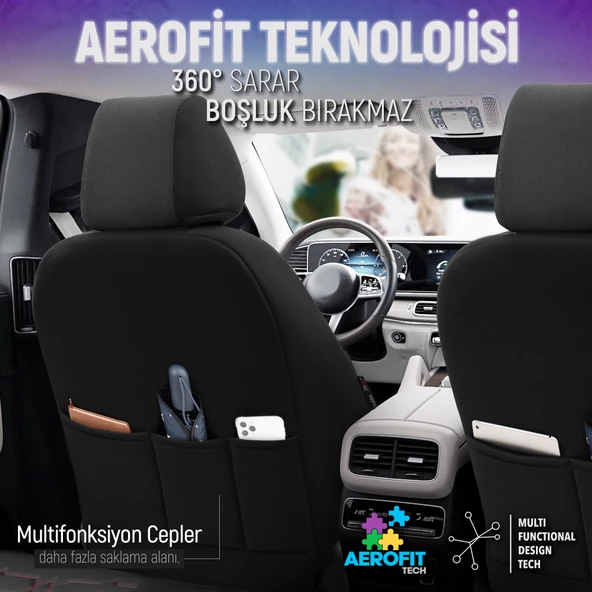 Otom Elegance Design Premium Özel Tasarım Oto Koltuk Kılıfı  Siyah-Kırmızı - 5