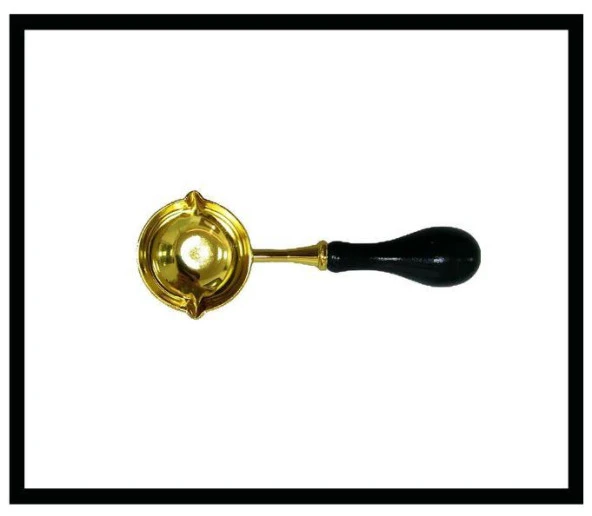 Mum Mühürü Çinko Eritme Kaşığı Çift Oluklu Ahşap Su Siyah Saplı - Resim 2