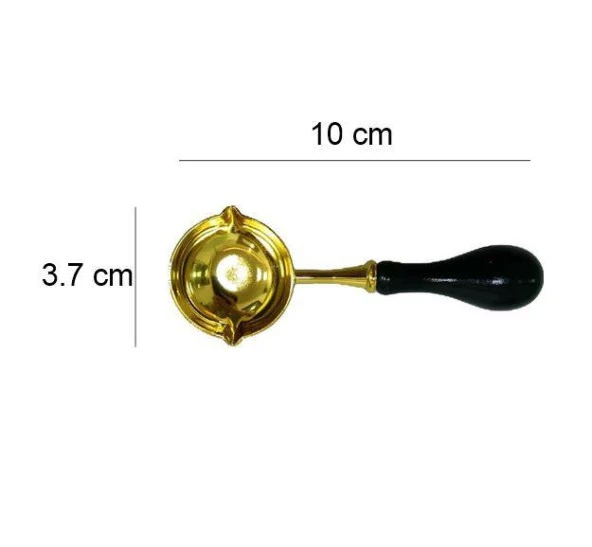 Mum Mühürü Çinko Eritme Kaşığı Çift Oluklu Ahşap Su Siyah Saplı - Resim 3