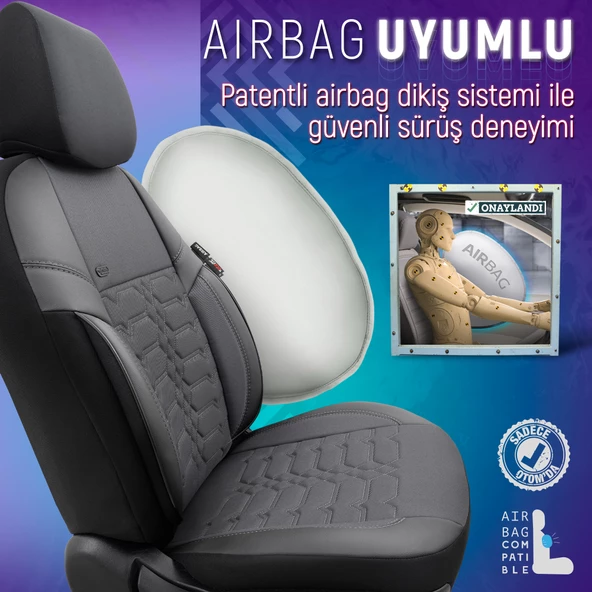 Otom Elegance Design Premium Özel Tasarım Oto Koltuk Kılıfı  Füme-Füme - 6