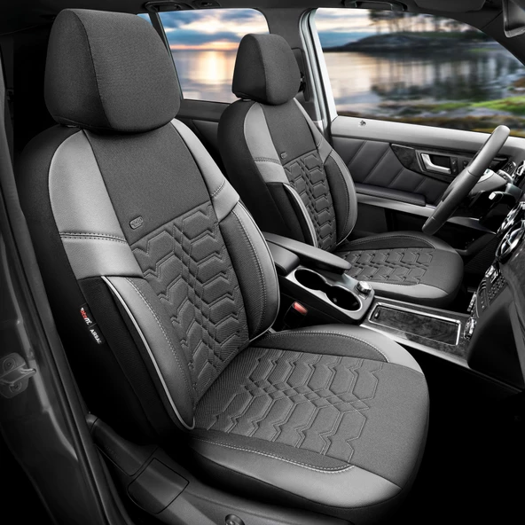 Otom Elegance Design Premium Özel Tasarım Oto Koltuk Kılıfı Siyah-Füme