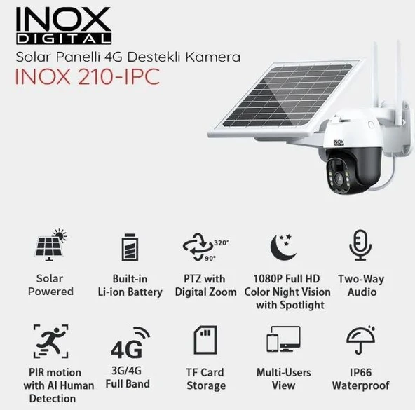 Inox 210 IPC2 MP PTZ Solar Güneş Enerjili Kamera - 3