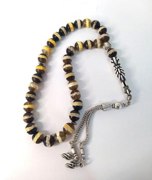 Tesbih Tibet Akiği Doğal Taş Tespih Dini İslami Çakra Hediyelik - 3