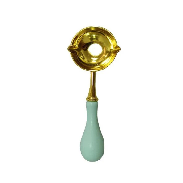 Mum Mühürü Çinko Eritme Kaşığı Çift Oluklu Ahşap Su Yeşili Saplı ürün görseli