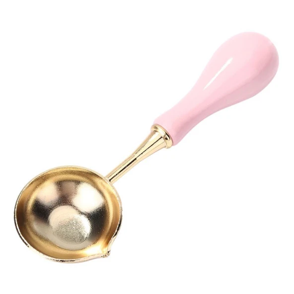 Davetiye Mum Mühürü Eritme Kaşığı El Yapımı Ahşap Saplı Yavruağzı - Resim 4