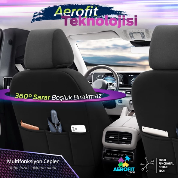 Otom Yeni Carbon Design 3D Dokulu Kumaş Oto Koltuk Kılıfı Tam Set  Siyah-Kırmızı - 3