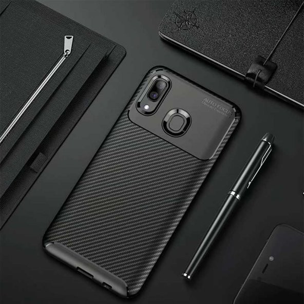 Samsung Galaxy A20 Kılıf Focus Karbon Kamera Korumalı Silikon Kılıf - 2