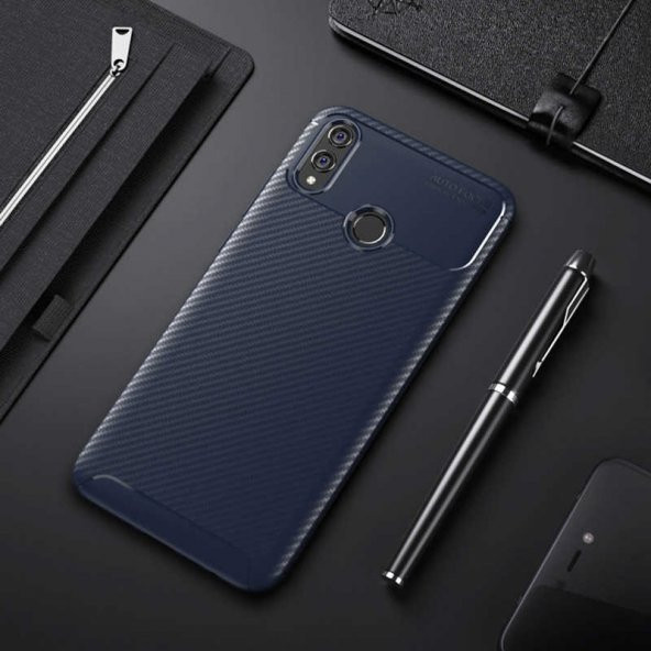 Huawei Honor 8X Kılıf Focus Karbon Kamera Korumalı Silikon Kılıf