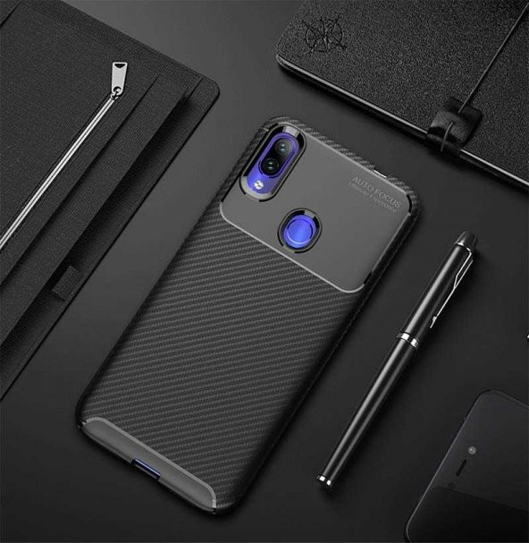 Xiaomi Redmi Note 7 Kılıf Focus Karbon Kamera Korumalı Silikon Kılıf - 2