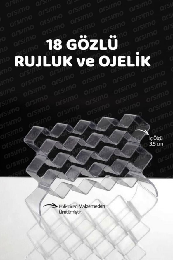18 Bölmeli Şeffaf Ruj Oje Kozmetik Makyaj Organizer Düzenleyici | 18 Gözlü Düzenleyici - 3