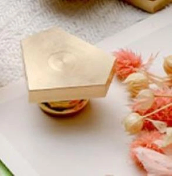 Boş Mum Mühür Pirinç Damga Kafası Diamond Şekil 25.2x29.5mm Gold - Resim 3