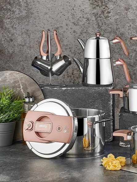 AMBOSS ENİO 18 PC ÇELİK ÇEYİZ SETİ ROSE GOLD