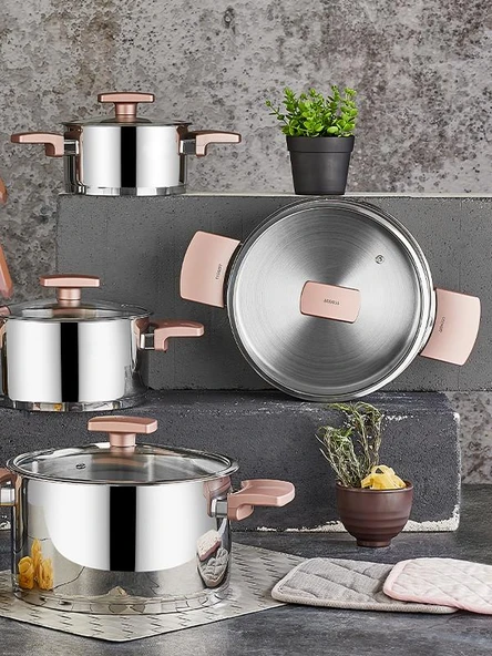 AMBOSS ENİO 18 PC ÇELİK ÇEYİZ SETİ ROSE GOLD - 2