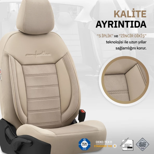 Otom Comfortline Series Universal Tay Tüyü Oto Koltuk Kılıfı Bej - 4