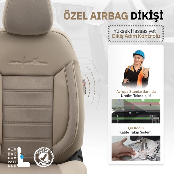 Otom Comfortline Series Universal Tay Tüyü Oto Koltuk Kılıfı  Bej - 3