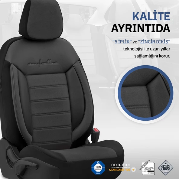 Otom Comfortline Series Universal Tay Tüyü Oto Koltuk Kılıfı Siyah - 4