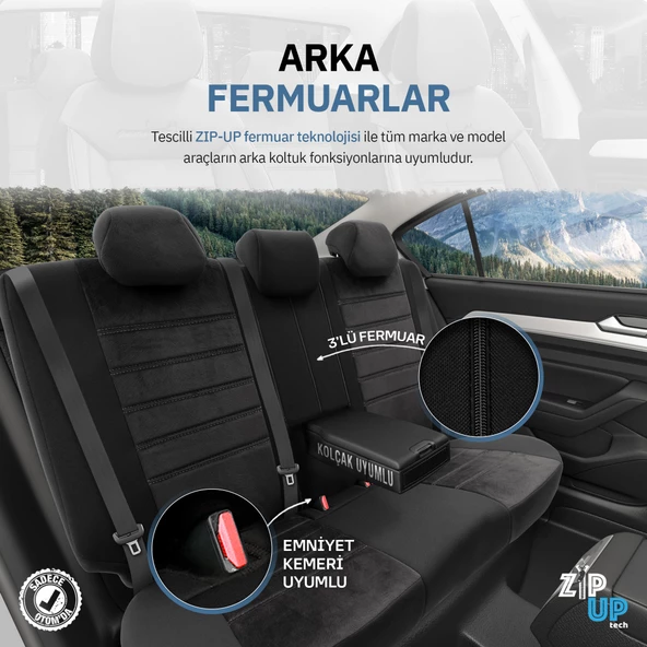 Otom Comfortline Series Universal Tay Tüyü Oto Koltuk Kılıfı Beyaz-Siyah - 5