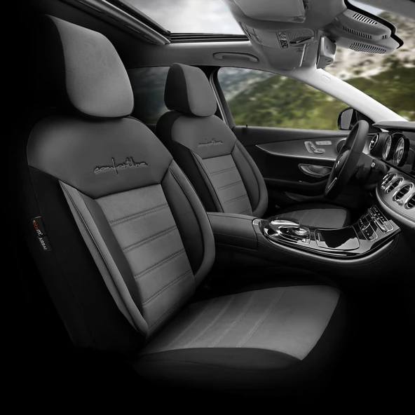 Otom Comfortline Series Universal Tay Tüyü Oto Koltuk Kılıfı  Gri-Siyah - 2