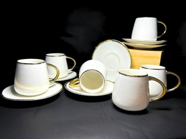 Rossel Premium Beyaz Altınlı Kahve Fincanı YK2111-9GL