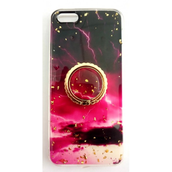 Apple İphone 5/5s Yüzüklü Simli Resimli Lüks Kılıf ürün görseli 1