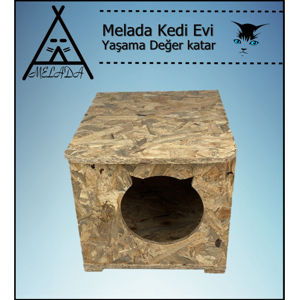 Melada Kedi Evi Dış Ortam Uygun Ahşap Kedi Evi OSB 45x35x34 cm - 4