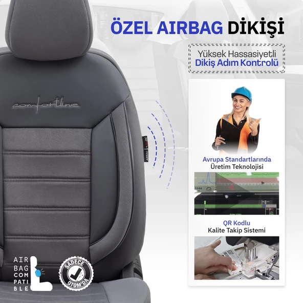 Otom Comfortline Series Universal Tay Tüyü Oto Koltuk Kılıfı Füme - 3