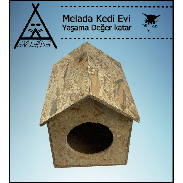 Melada Kedi Evi Dış Ortam Uygun Ahşap Kedi Evi OSB 40x35x30 cm - 2