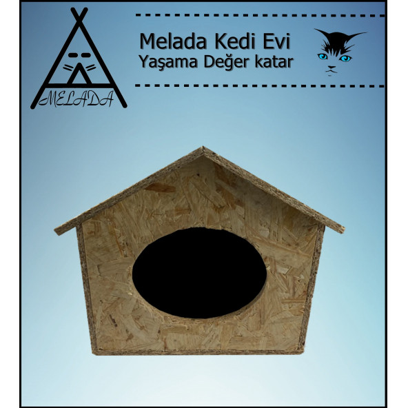 Melada Kedi Evi Dış Ortam Uygun Ahşap Kedi Evi OSB 40x35x30 cm - 3
