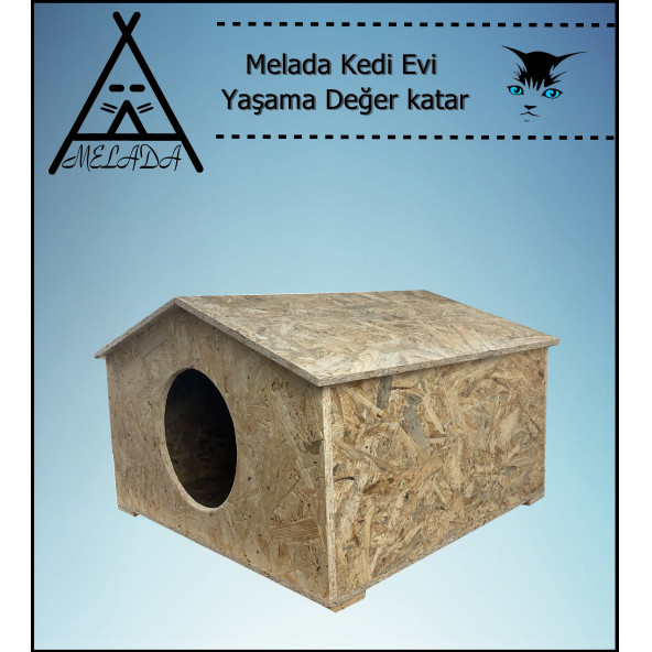 Melada Kedi Evi Dış Ortam Uygun Ahşap Kedi Evi OSB 50x50x35 cm - 4