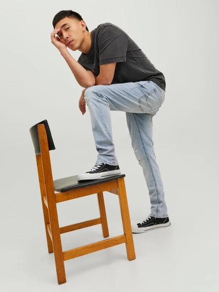 JACK JONES Glenn Model Dar Kesim Açık Renk Kot Pantolon 12223504 - Resim 8