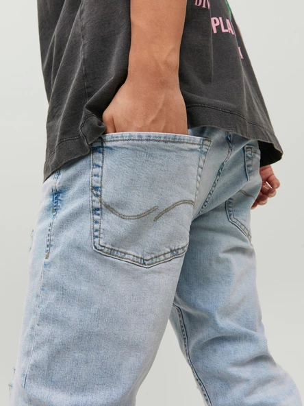 JACK JONES Glenn Model Dar Kesim Açık Renk Kot Pantolon 12223504 - Resim 7