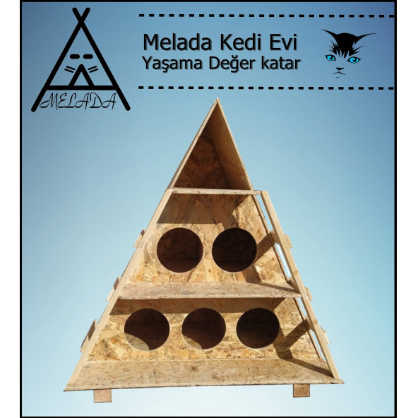 Melada Kedi Evi Dış Ortam Uygun Ahşap Kedi Evi OSB 100x90x55 cm 165 dsi - 2
