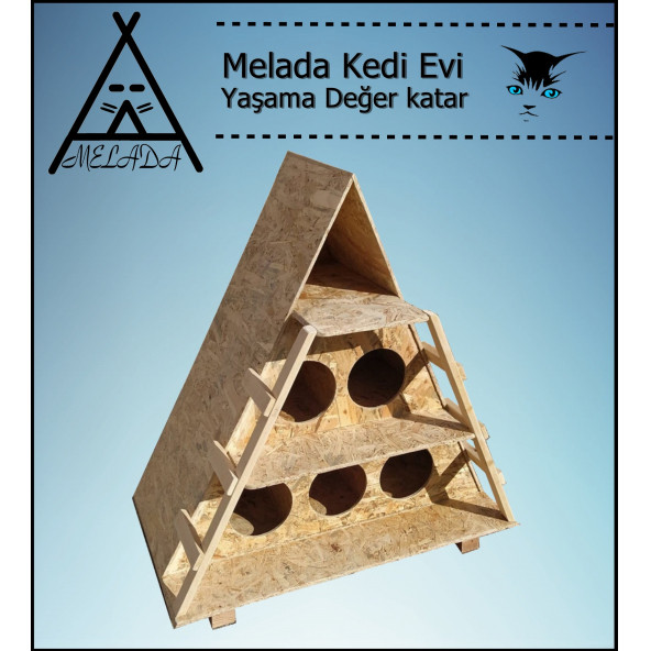 Melada Kedi Evi Dış Ortam Uygun Ahşap Kedi Evi OSB 100x90x55 cm 165 dsi - 3